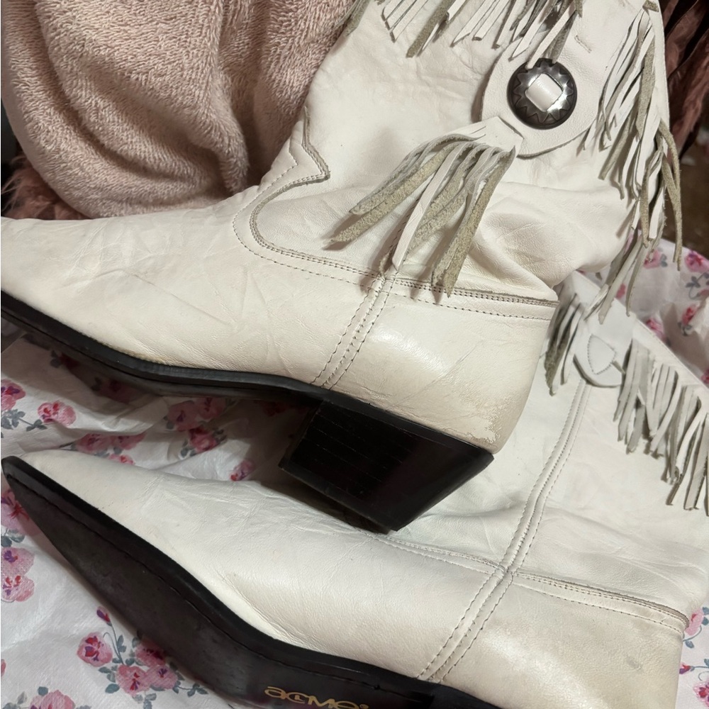 Vintage Acme fringe cowboy western boots - Picture 3 of 7